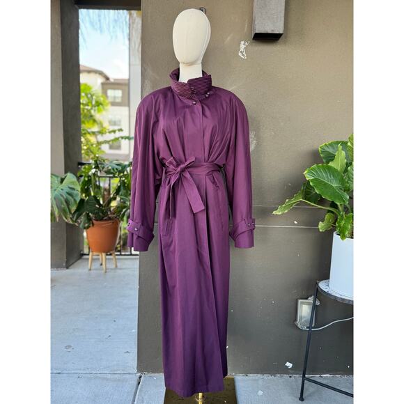 Limited Edition London Fog 16R Purple Trench Coat Raincoat Removable Wool Lining - Picture 2 of 9